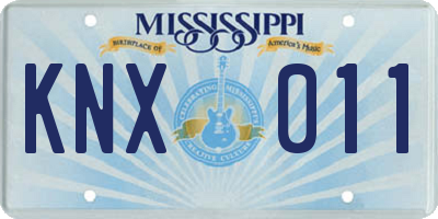 MS license plate KNX011