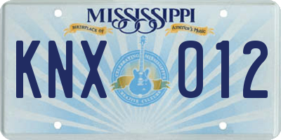 MS license plate KNX012
