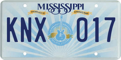 MS license plate KNX017