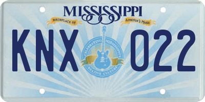 MS license plate KNX022