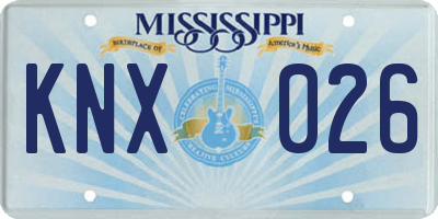 MS license plate KNX026