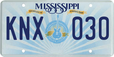 MS license plate KNX030