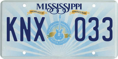 MS license plate KNX033