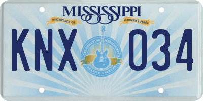 MS license plate KNX034