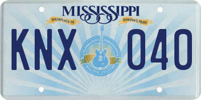 MS license plate KNX040