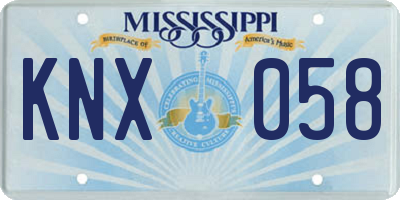 MS license plate KNX058