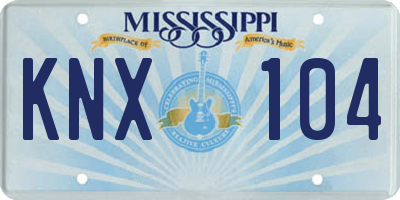 MS license plate KNX104