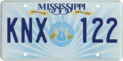 MS license plate KNX122