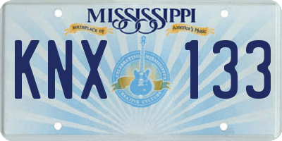 MS license plate KNX133