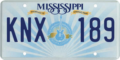 MS license plate KNX189