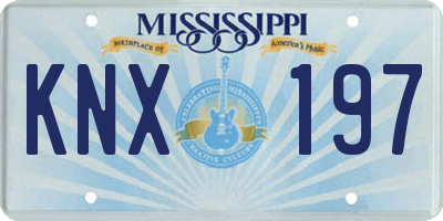 MS license plate KNX197