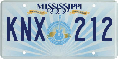 MS license plate KNX212