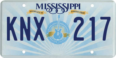 MS license plate KNX217
