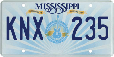 MS license plate KNX235