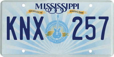 MS license plate KNX257