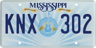 MS license plate KNX302