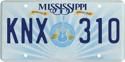 MS license plate KNX310