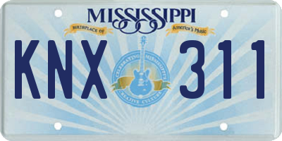 MS license plate KNX311
