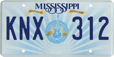 MS license plate KNX312
