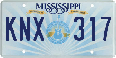 MS license plate KNX317