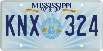 MS license plate KNX324