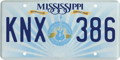 MS license plate KNX386