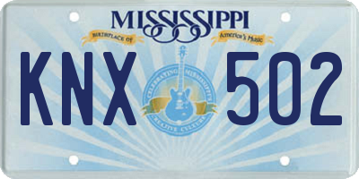 MS license plate KNX502