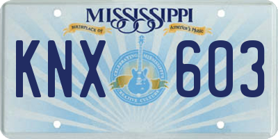 MS license plate KNX603