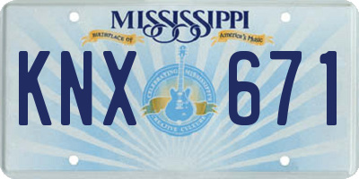 MS license plate KNX671