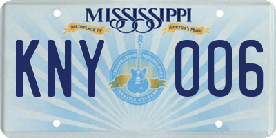 MS license plate KNY006