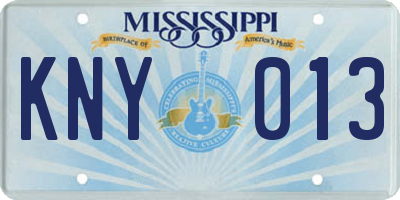 MS license plate KNY013