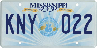 MS license plate KNY022