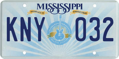 MS license plate KNY032