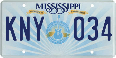 MS license plate KNY034