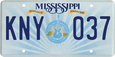 MS license plate KNY037