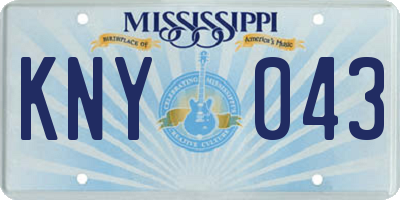 MS license plate KNY043