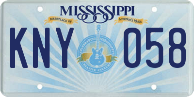 MS license plate KNY058