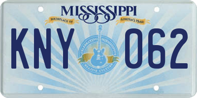 MS license plate KNY062