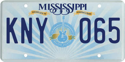 MS license plate KNY065