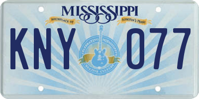 MS license plate KNY077