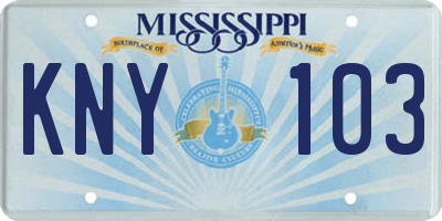 MS license plate KNY103