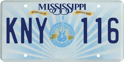 MS license plate KNY116