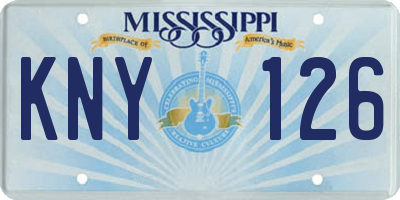MS license plate KNY126