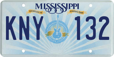 MS license plate KNY132