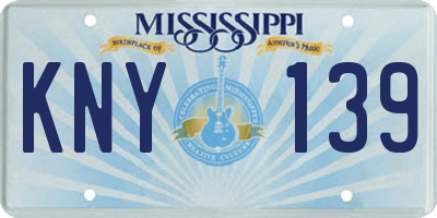 MS license plate KNY139