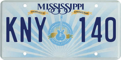 MS license plate KNY140