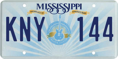 MS license plate KNY144