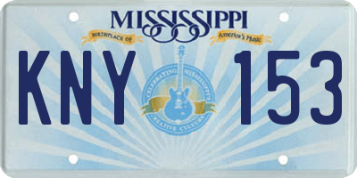 MS license plate KNY153