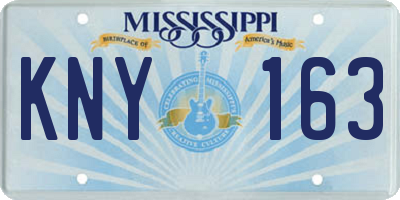 MS license plate KNY163