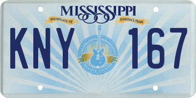 MS license plate KNY167